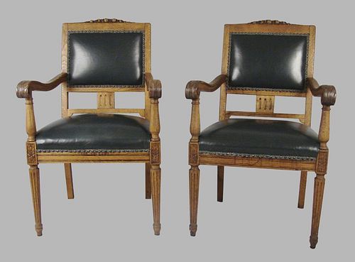 PAIR OF LARGE GERMAN OAK LEATHER