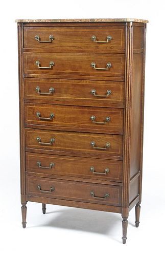 FRENCH WALNUT CHEST OF DRAWERSFrench 38240c