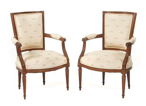 PAIR OF FRENCH OPEN ARMCHAIRS,