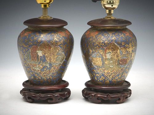 PAIR OF CHINESE LACQUERED BRONZE 382419