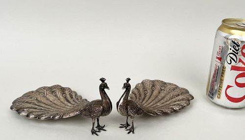 PAIR GORHAM STERLING PEACOCK FORM 38244b