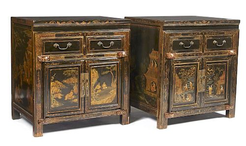 PAIR OF CHINESE BLACK LACQUERED 38247f