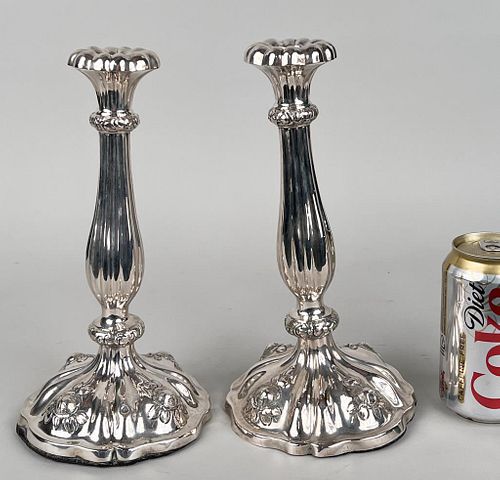 PAIR AUSTRIAN WEIGHTED SILVER CANDLESTICKSVienna 38249a