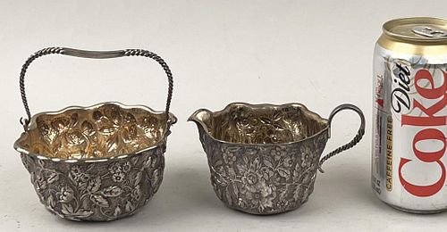 REPOUSSE STERLING CREAMER & SUGARmonogrammed,