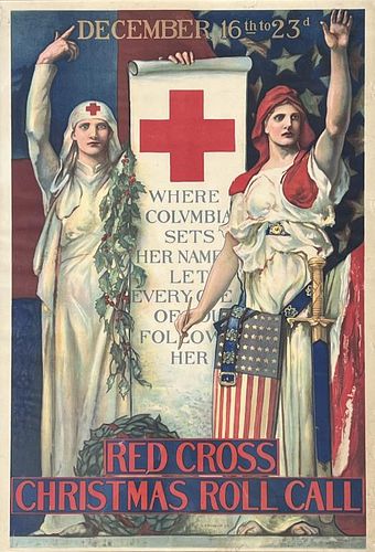 WWI RED CROSS LITHOGRAPHIC POSTERRed 3824b6