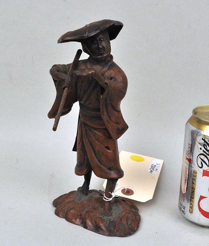 JAPANESE LACQUERED METAL PEASANT