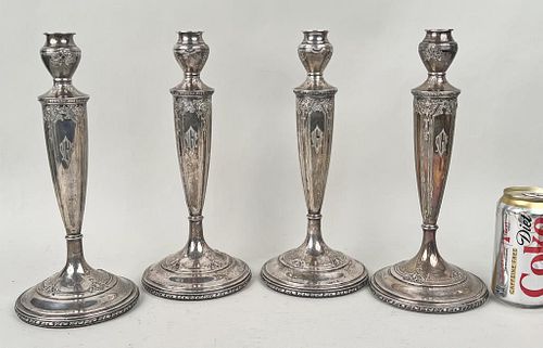 FOUR WATSON NAVARRE STERLING CANDLESTICKSweighted,