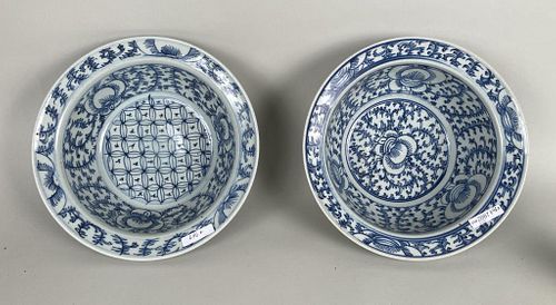 TWO CHINESE B/W PORCELAIN WASH BASINSoverall