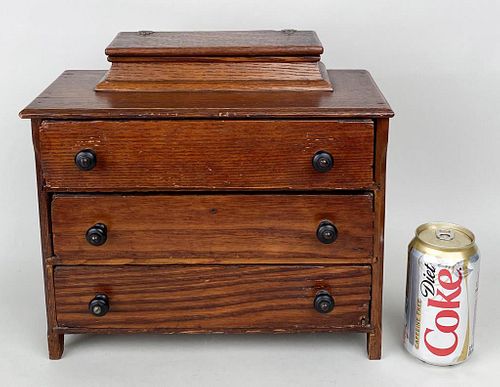 MINIATURE OAK CHEST, LATE 19TH