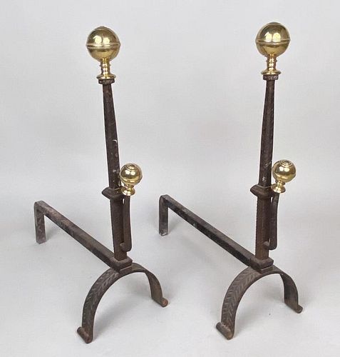 PAIR LARGE CONTINENTAL IRON & BRASS