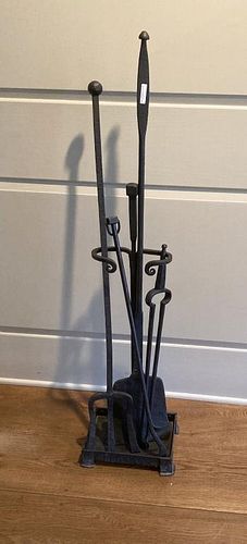 GROUP WROUGHT IRON FIREPLACE TOOLScomposed