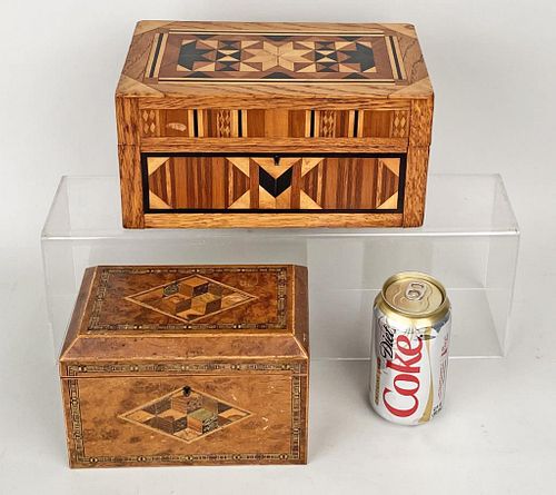 TWO ANTIQUE INLAID WOOD BOXESone
