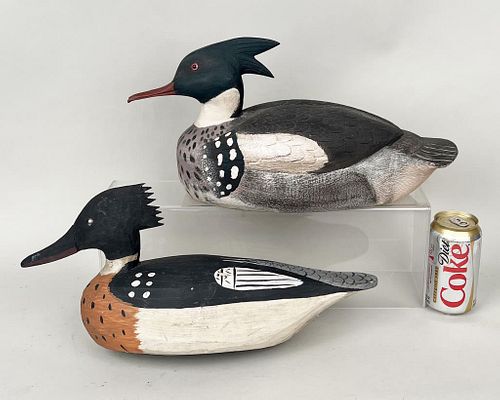 GROUP OF TWO CARVED/PAINTED DUCK