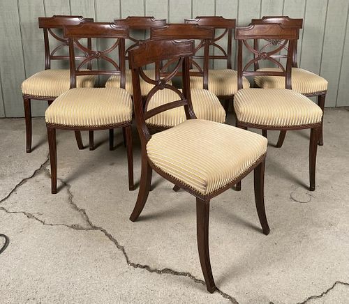 SET EIGHT REGENCY CARVED MAHOGANY