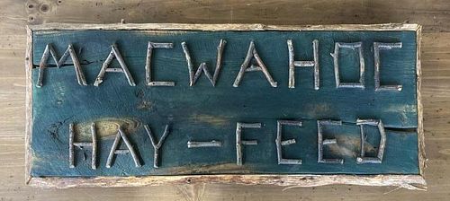 MAINE RUSTIC SIGN MACWAHOC HAY 3825d0