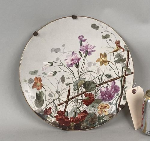 FRENCH PORCELAIN FLORAL CHARGERhand