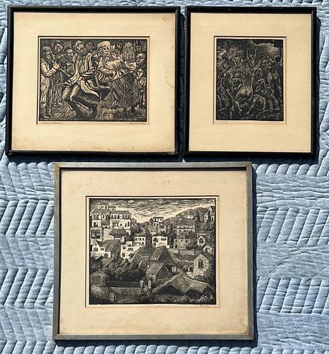 THREE ALBERT ABRAMOWITZ WOODCUTS(Am.