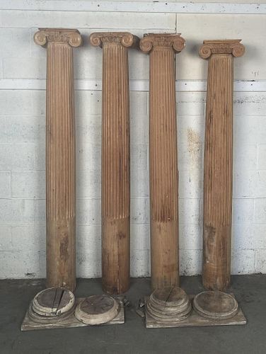 FOUR CARVED FLUTED WOOD ARCHITECTURAL 382647