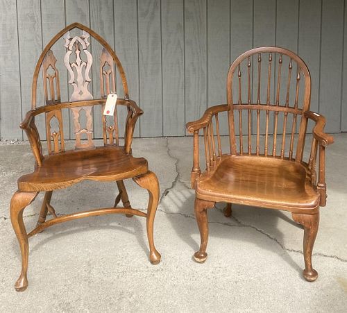 TWO ENGLISH WINDSOR STYLE ARM CHAIRSthe 382645