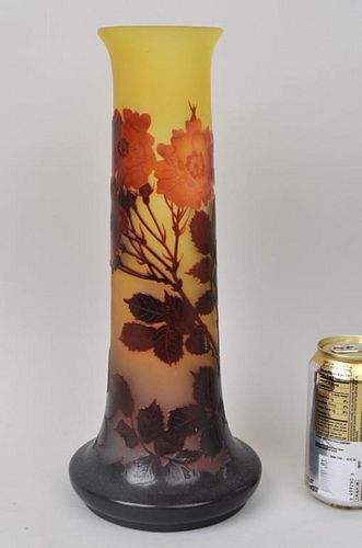 SIGNED GALLE CYLINDRICAL VASE W  3826a9