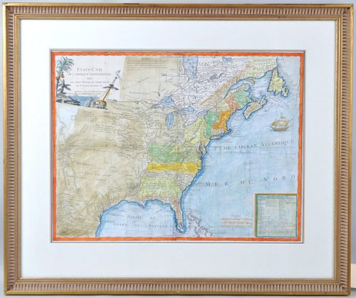 ANTIQUE FRENCH MAP OF UNITED STATES-