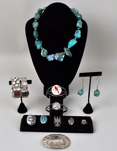 GROUP NATIVE AMERICAN & STYLE SILVER