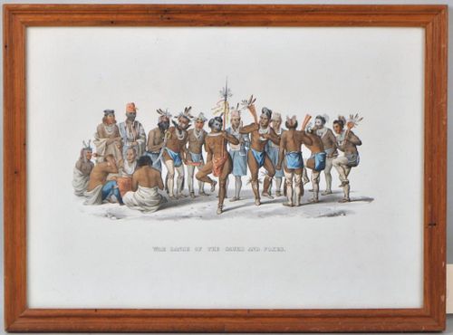 HAND COLORED NATIVE AMERICAN LITHOGRAPH War 3826e1