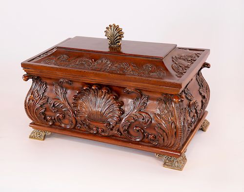 MODERN ASIAN CARVED WOOD BOXModern 380002