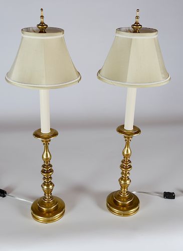 PAIR OF BRASS CANDLESTICK ELECTRIFIED