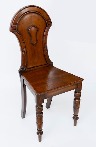 ENGLISH CARVED MAHOGANY HALL CHAIREnglish 38002c