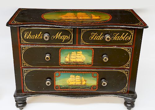 NAUTICAL DECORATED 4 DRAWERS CHEST 380086