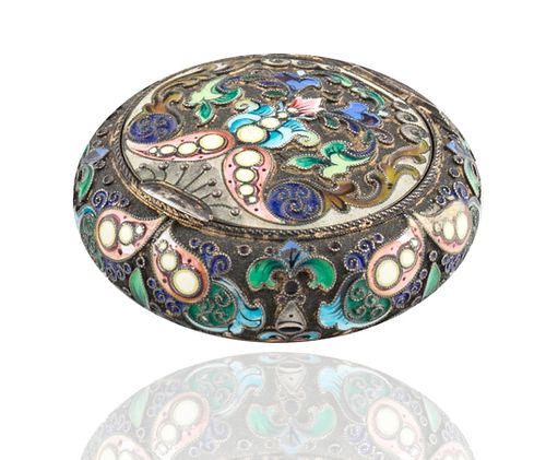 CLOISONNE AND SILVER ENAMEL PILL