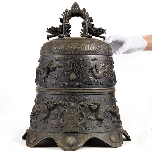 LARGE CHINESE BRONZE BELL WITH 3801b2