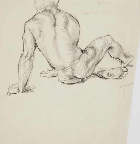 PAUL CADMUS MALE FIGURE CHARCOAL 380234