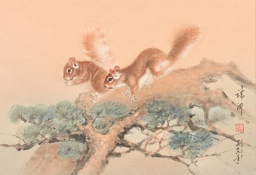 CHENG KHEE CHEE "SQUIRRELS" WATERCOLORCheng