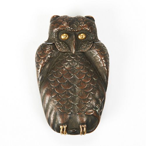 19TH C. COPPER FIGURAL OWL MATCH