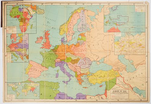 LARGE FOLD-OUT MAP EUROPE 1922"Europe
