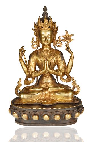 GILT BRONZE FIGURE OF AVALOKITESHVARAdepicted 380368