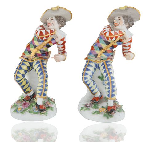 TWO MEISSEN FIGURES OF THE 'GRIMACING