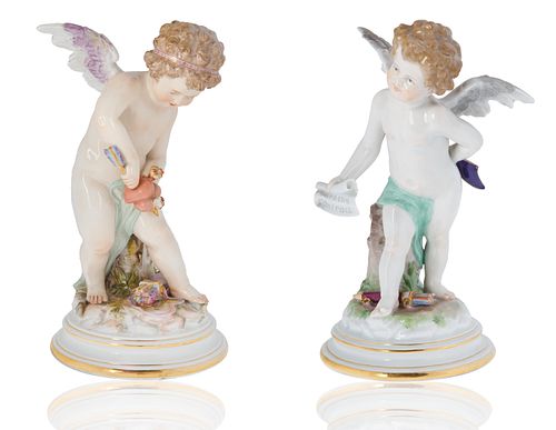 A MEISSEN 'CUPID' PORCELAIN FIGUREboth