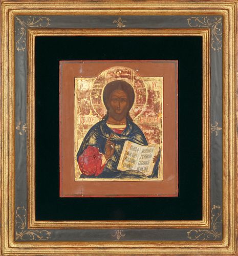 LARGE RUSSIAN ICON OF CHRIST PANTOCRATOR,