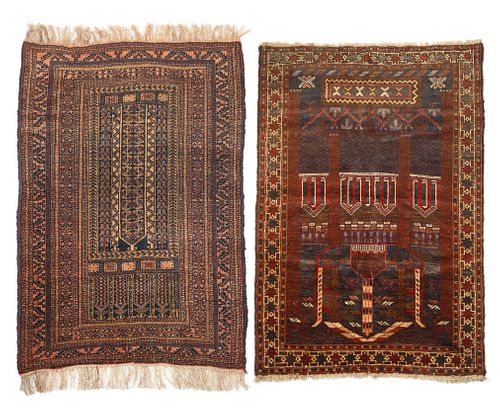 PAIR OF VINTAGE PICTORIAL BALUCH 3803d4