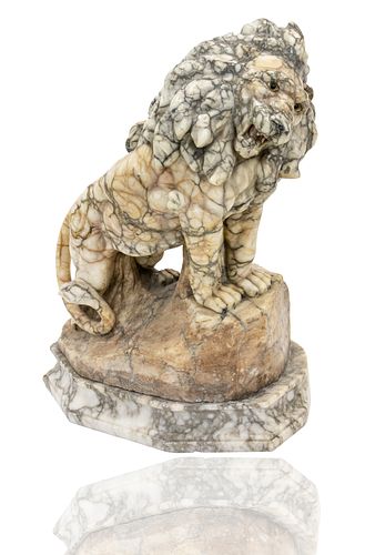 ALABASTER SCULPTURE OF A LIONthe 3803e4