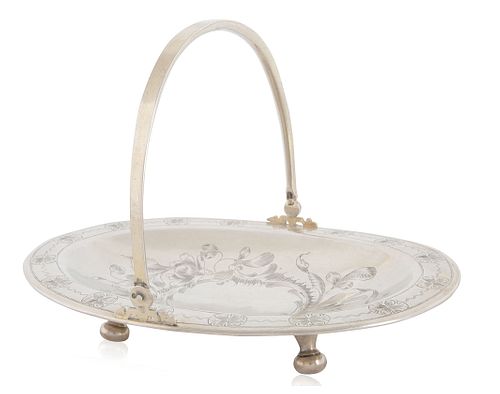 A RUSSIAN SILVER CAKE BASKET, 20TH