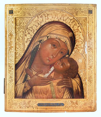 A RUSSIAN ICON OF THE VIRGIN OF