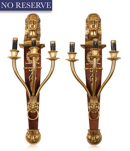 A PAIR OF EGYPTIAN REVIVAL WOOD