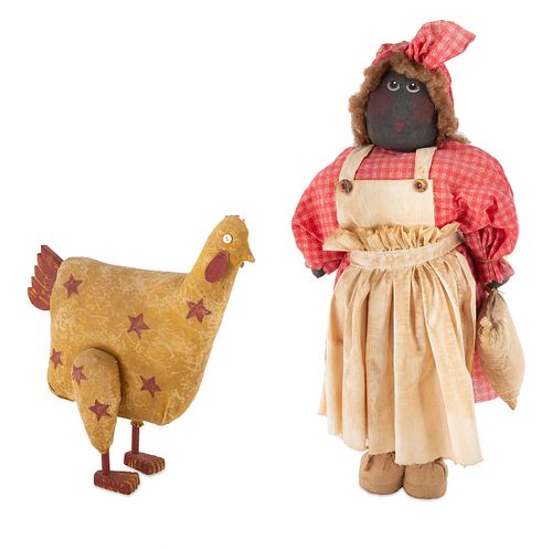 AN AMERICAN FOLK STUFFED DOLL AND 3804fa