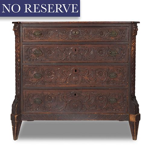 [ROERICH] A DARK WOOD COMMODE WITH