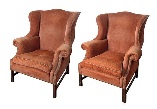 A PAIR OF GEORGE III-STYLE WINGBACK