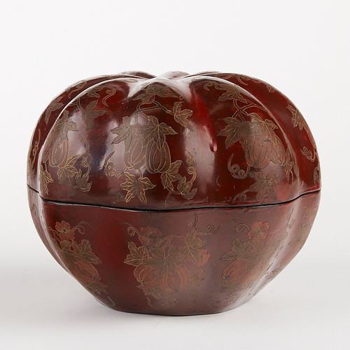 LARGE CHINESE LACQUER PUMPKIN BOXLarge 380564